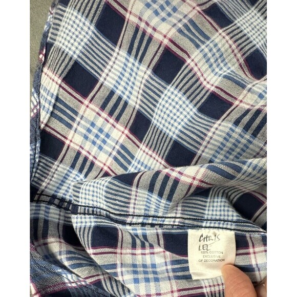 Tailorbyrd Button Up Shirt Long Sleeve Pocket Mens Large Plaid Blue Red Black - Picture 4 of 8